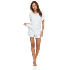 Bearpaw Women's Sleepwear And Loungewear Lettuce Edge Tee And Shorts Set, 2-Piece Pajama Set