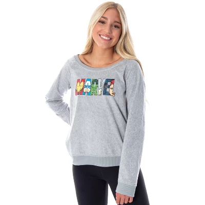 Marvel Comics Women's Avengers Heroes Long Sleeve Pullover Sleep Shirt Top - Image 4