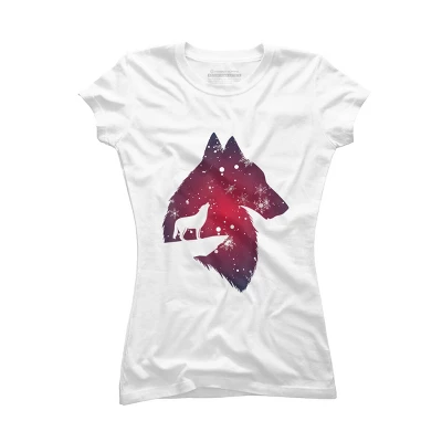 Junior's Design By Humans Funny Christmas Wolf With Snowfall Outfit Adults Baby Kids T-Shi By NekoShop T-Shirt - Image 4