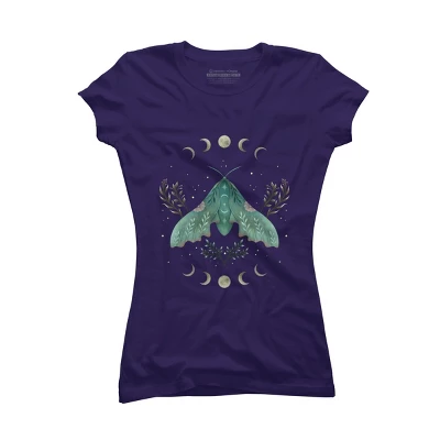 Junior's Design By Humans Luna And Moth By EpisodicDrawing T-Shirt - Image 9