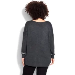 Women's Plus Size Abstract Star Sweater - Charcoal | AVENUE