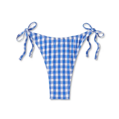 Women's Side-Tie Ultra High Leg Super Cheeky Bikini Bottom - Wild Fable⢠Cobalt Blue Gingham Print - Image 6