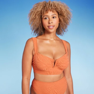 Women's Bandeau Jacquard Bikini Top - Shade & Shore™ Orange - Image 5