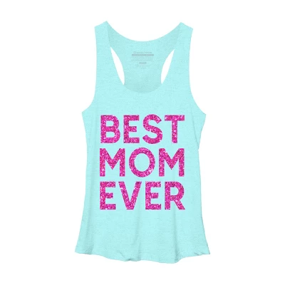 Women's Design By Humans Best Mom Ever Confetti Text By MeowShop Racerback Tank Top - Image 3