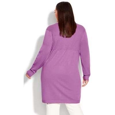 Women's Plus Size Mila Rib Detail Cardigan - Dusty Lilac | AVEOLOGY