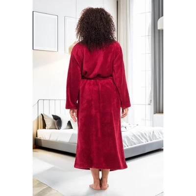 Women's Warm Fleece Winter Robe, Long Soft Plush Bathrobe - Image 3
