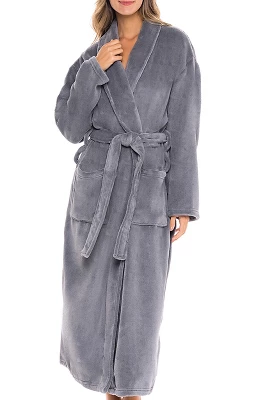 Women's Warm Fleece Winter Robe, Long Soft Plush Bathrobe - Image 17