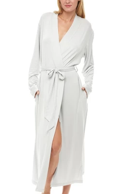 Women's Classic Soft Knit Long Lounge Robe With Pockets - Image 7