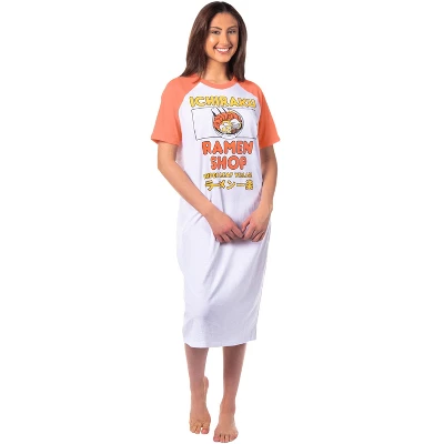 Naruto Shippuden Womens' Ichiraku Ramen Shop Lounge Sleep Shirt Nightgown - Image 3