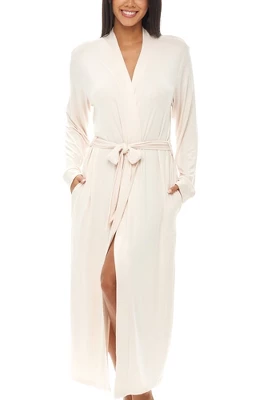 Women's Classic Soft Knit Long Lounge Robe With Pockets - Image 15