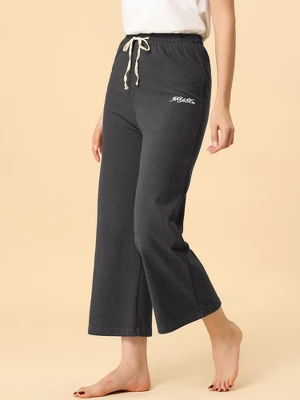 Allegra K Women's Wide Leg Drawstring Comfy Yoga Pants Lounge Pajamas Pants