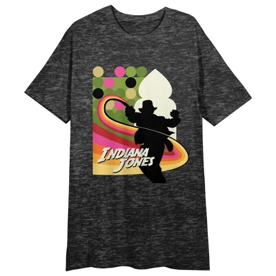 Indiana Jones And The Dial Of Destiny Indy Whip Crew Neck Short Sleeve Charcoal Heather Women's Night Shirt - Image 2