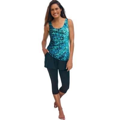 Swim 365 Women’s Plus Size Longer-Length Scoop Neck Tankini Top - Image 3