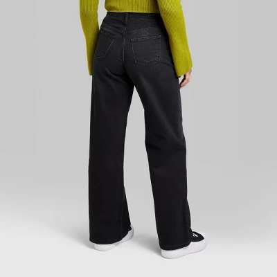 Women's Super-High Rise Wide Leg Baggy Jeans - Wild Fable⢠Black Wash - Image 2