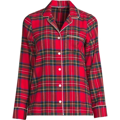 Lands' End Women's Tall Long Sleeve Print Flannel Pajama Top - Image 5