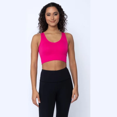 90 Degree By Reflex Womens 2 Pack Ribbed Seamless Bianca Strappy Back V-Neck Cropped Tank