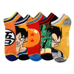 Dragon Ball Mixed Icon And Character Close Up 5-Pack Ankle Socks