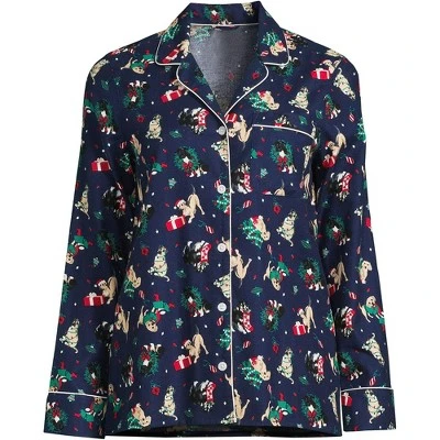 Lands' End Women's Tall Long Sleeve Print Flannel Pajama Top - Image 6