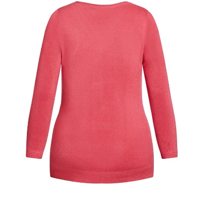 Women's Plus Size V Neck Jumper - Pink | EVANS - Image 5