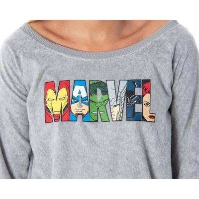 Marvel Comics Women's Avengers Heroes Long Sleeve Pullover Sleep Shirt Top