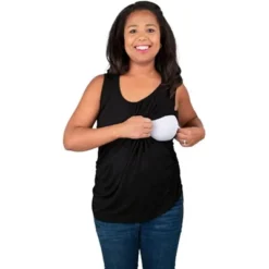 Bamboobies Nursing Tank For Breastfeeding - Black