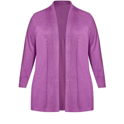 Women's Plus Size Mila Rib Detail Cardigan - Dusty Lilac | AVEOLOGY - Image 2