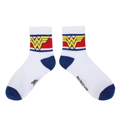 Wonder Woman Logo Red, White And Blue Athletic 3-Pack Quarter Crew Socks - Image 2