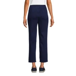 Lands' End Women's Starfish High Rise Pull On Knit Denim Straight Crop Jeans