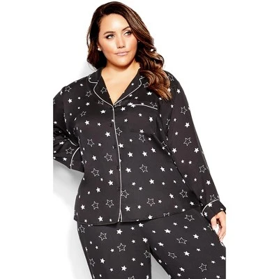 Women's Plus Size Galaxy Sleep Shirt - Black | CITY CHIC - Image 3