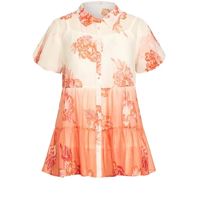 Women's Plus Size Shion Tiered Shirt - Blush | ARNA YORK - Image 2