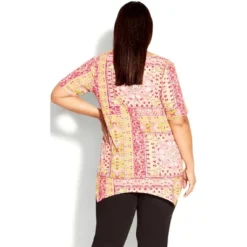 Women's Plus Size Sharkbite Print Top - Pink Sherbet | AVENUE