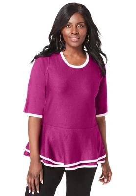 Jessica London Women’s Plus Size Peplum Sweater - Image 3