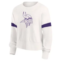 NFL Minnesota Vikings Women's Primary Antique Long Sleeve Crew Fleece Sweartshirt